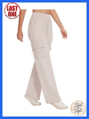 Women's Yoga Cargo Pants Wide Leg High Waist Stretch Pull On